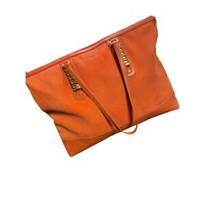 Authentic Loewe Madrid 1846 Vintage Textured Leather Tote - Orange